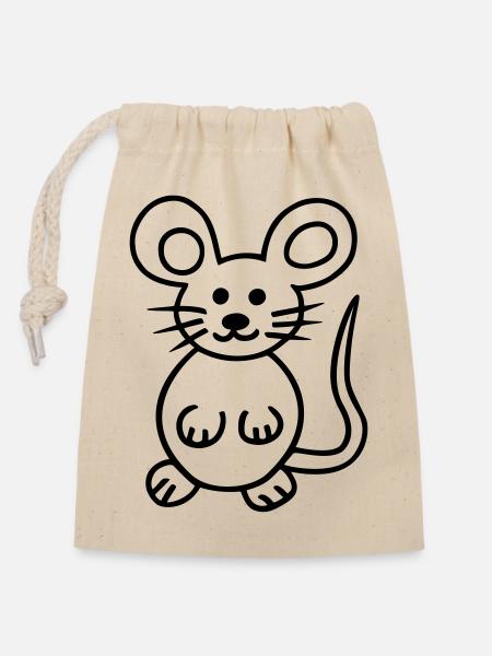 Maus, Mausi - Verschließbarer Geschenkbeutel aus Baumwolle (14x20cm) - Natur