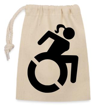Wheelchair symbol for women, ladies # - Closable cotton gift bag (14x20cm) - nature - Front