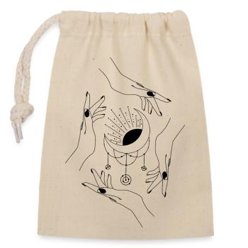 Magical Hands Symbols Hand with Moon and Sun - Closable cotton gift bag (14x20cm) - nature - Front