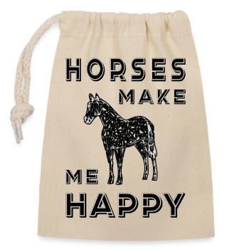 Horses Horse Love, I Love Horses Pony - Closable cotton gift bag (14x20cm) - nature - Front
