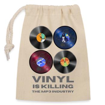 Le vinyle tue l’industrie mp3 quatre LP - Sac cadeau en coton avec cordon (14 x 20 cm) - nature - Devant