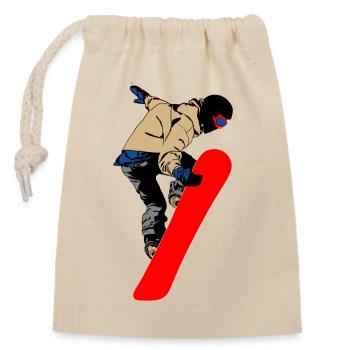 Snowboarder - Verschließbarer Geschenkbeutel aus Baumwolle (14x20cm) - Natur - Vorne