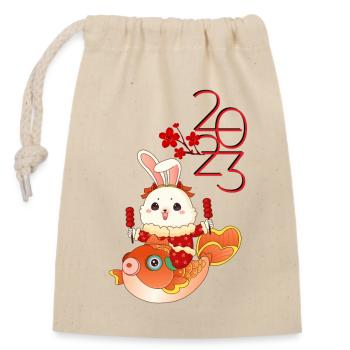 Chinese New Year 2023 Design - Closable cotton gift bag (14x20cm) - nature - Front