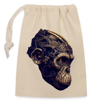 Advanced evolution: The monkey meets AI - Closable cotton gift bag (14x20cm) - nature - Front