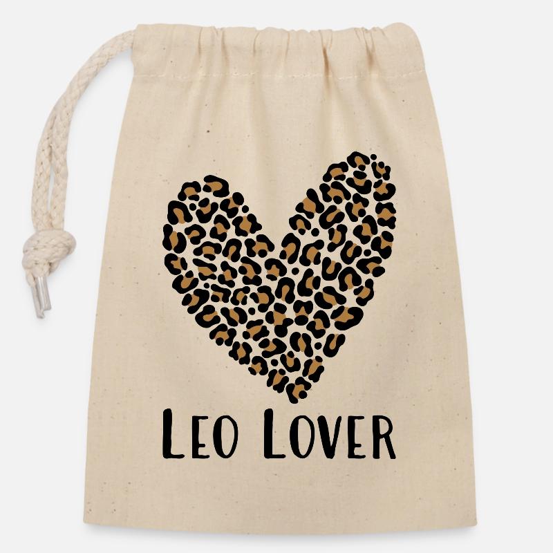 Leo Lover - Verschließbarer Geschenkbeutel aus Baumwolle (14x20cm) - Natur