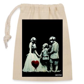 Wedding / Hochzeit / Love / Heart / Banksy - Verschließbarer Geschenkbeutel aus Baumwolle (14x20cm) - Natur - Vorne