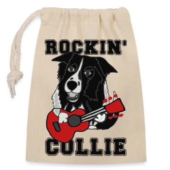 Rockin' Collie - Verschließbarer Geschenkbeutel aus Baumwolle (14x20cm) - Natur - Vorne