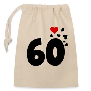 60 hearts 60th birthday - Closable cotton gift bag (14x20cm) - nature - Front