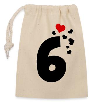6 cœurs 6ème anniversaire - Sac cadeau en coton avec cordon (14 x 20 cm) - nature - Devant