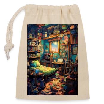 Vintage Kinderzimmer - Verschließbarer Geschenkbeutel aus Baumwolle (14x20cm) - Natur - Vorne