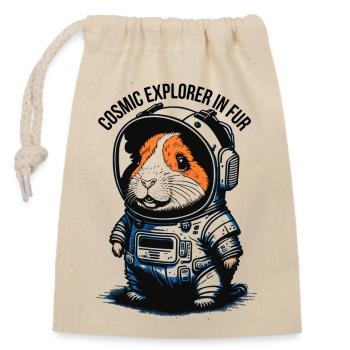 Voyageur de l’espace à fourrure - Sac cadeau en coton avec cordon (14 x 20 cm) - nature - Devant