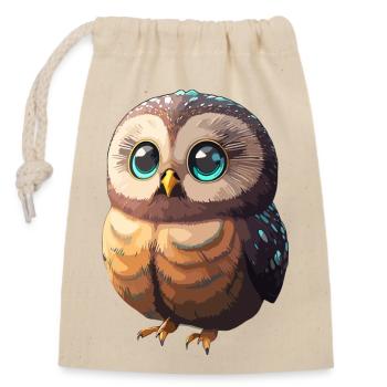 cuty owl - Closable cotton gift bag (14x20cm) - nature - Front