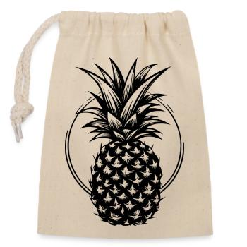 Ananas - Verschließbarer Geschenkbeutel aus Baumwolle (14x20cm) - Natur - Vorne