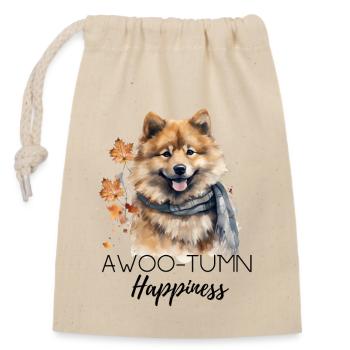Eurasier Awoo-tum Happiness - Verschließbarer Geschenkbeutel aus Baumwolle (14x20cm) - Natur - Vorne