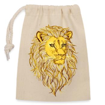 Tête de lion - Sac cadeau en coton avec cordon (14 x 20 cm) - nature - Devant