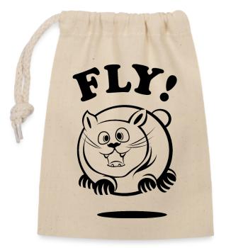 mouche chat gras volant chat drôle animaux comiques - Sac cadeau en coton avec cordon (14 x 20 cm) - nature - Devant