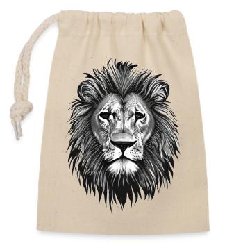 Magnifique Dessin d'une tête de Lion - Sac cadeau en coton avec cordon (14 x 20 cm) - nature - Devant