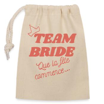 TEAM BRIDE - Sac cadeau en coton avec cordon (14 x 20 cm) - nature - Devant