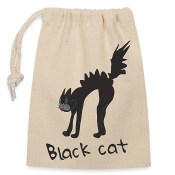 Funny black cat - Verschließbarer Geschenkbeutel aus Baumwolle (14x20cm) - Natur - Vorne