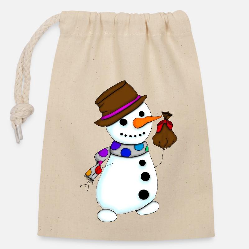 frosty2 - Verschließbarer Geschenkbeutel aus Baumwolle (14x20cm) - Natur
