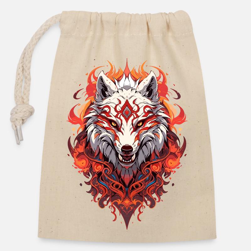 White Fire Wolf - Closable cotton gift bag (14x20cm) - nature