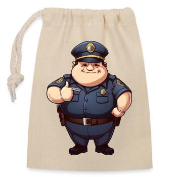 dicker Polizist - Verschließbarer Geschenkbeutel aus Baumwolle (14x20cm) - Natur - Vorne
