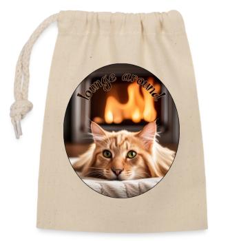 Lazy cat3 - Closable cotton gift bag (14x20cm) - nature - Front