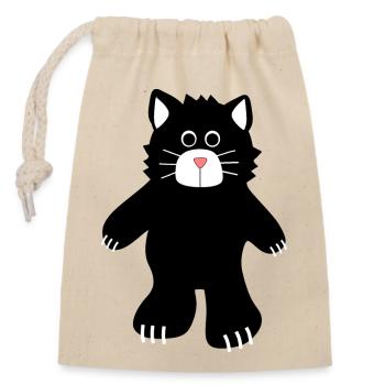 chat noir - Closable cotton gift bag (14x20cm) - nature - Front