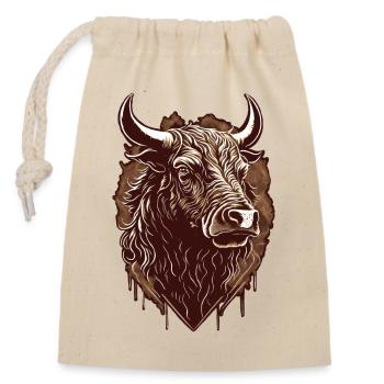 Tête de taureau - Sac cadeau en coton avec cordon (14 x 20 cm) - nature - Devant