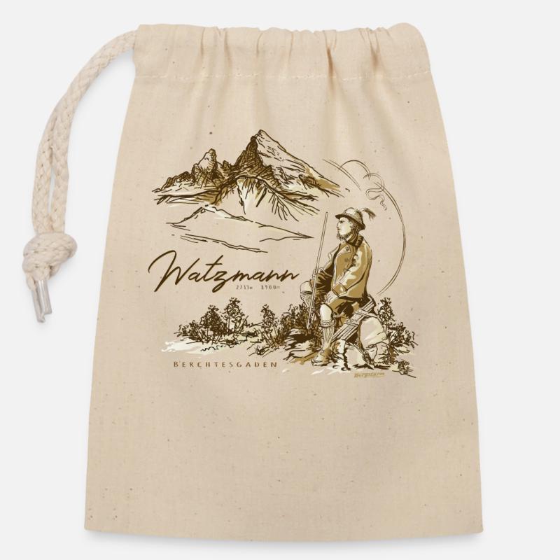 Watzmann Bergsteiger Wandern Bayern Alpen - Verschließbarer Geschenkbeutel aus Baumwolle (14x20cm) - Natur