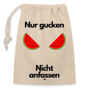 Malle Nur gucken, nicht anfassen - Verschließbarer Geschenkbeutel aus Baumwolle (14x20cm) - Natur - Vorne