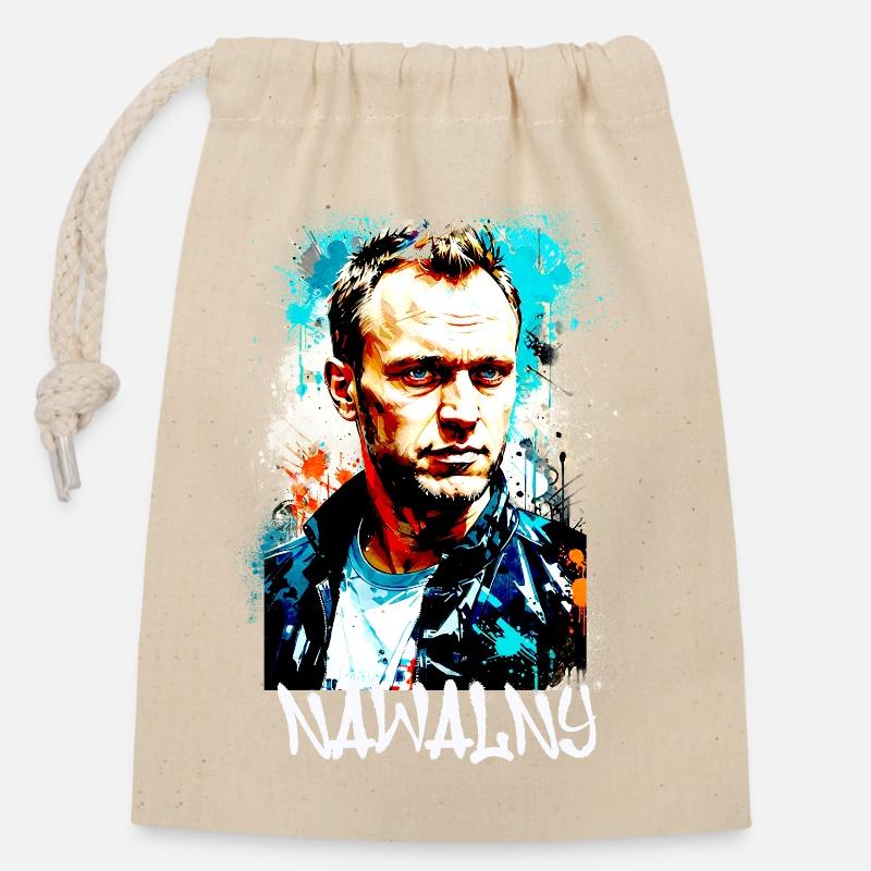 héros,navalny,graffiti,drapeau,russie - Sac cadeau en coton avec cordon (14 x 20 cm) - nature