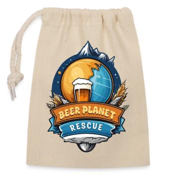 Bier Planet Retten - Verschließbarer Geschenkbeutel aus Baumwolle (14x20cm) - Natur - Vorne