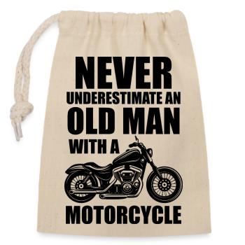 Lustiger Motorrad Spruch - Verschließbarer Geschenkbeutel aus Baumwolle (14x20cm) - Natur - Vorne