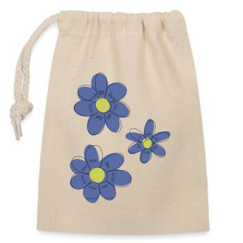 Blaue Blumen - Verschließbarer Geschenkbeutel aus Baumwolle (14x20cm) - Natur - Vorne