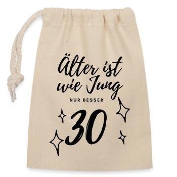 30th birthday - Closable cotton gift bag (14x20cm) - nature - Front