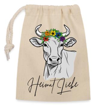 Cow Home Love - Closable cotton gift bag (14x20cm) - nature - Front