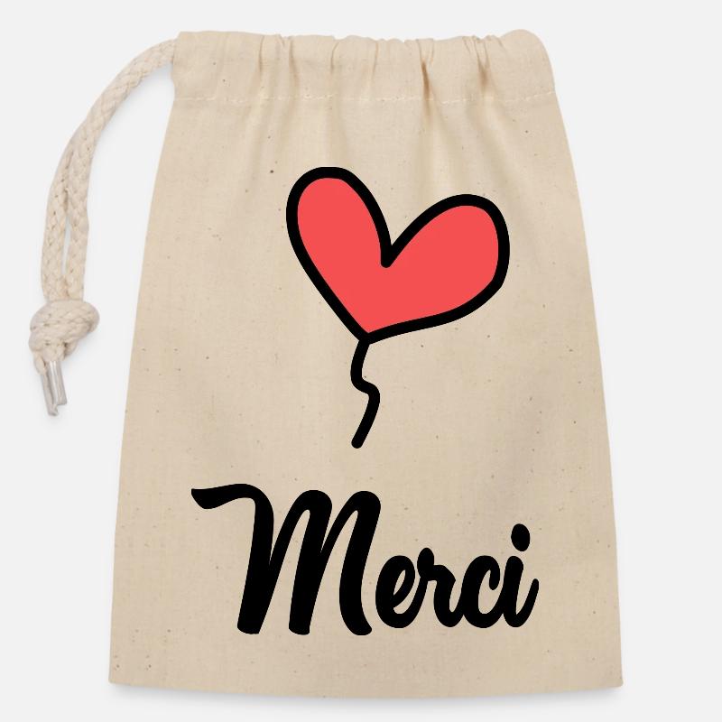 MAÎTRESSE. MAITRE. MERCI. MERCI MAÎTRESSE - Sac cadeau en coton avec cordon (14 x 20 cm) - nature