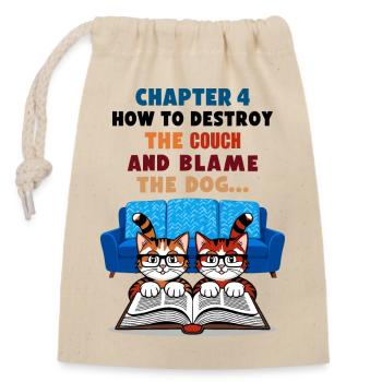 Clever cats - Closable cotton gift bag (14x20cm) - nature - Front