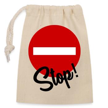 STOP. MESSAGE. QUOTATION. PANEL. DAD. MOTORCYCLE - Closable cotton gift bag (14x20cm) - nature - Front