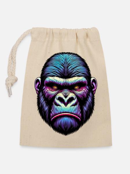 Gorilla - Verschließbarer Geschenkbeutel aus Baumwolle (14x20cm) - Natur