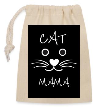 Cat Mama with Cute Cat Face and Whiskers - Closable cotton gift bag (14x20cm) - nature - Front