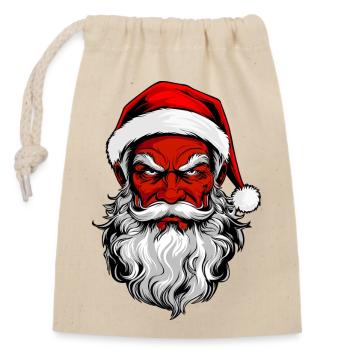Gruseliger Böser Weihnachtsmann, Scary santa claus - Sac cadeau en coton avec cordon (14 x 20 cm) - nature - Devant