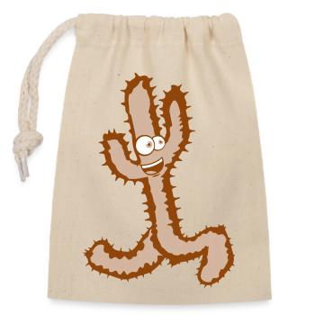 Cactus Face Running Happy Legs Running Fast - Closable cotton gift bag (14x20cm) - nature - Front
