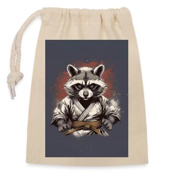 kung Fu karate raccoon - Closable cotton gift bag (14x20cm) - nature - Front