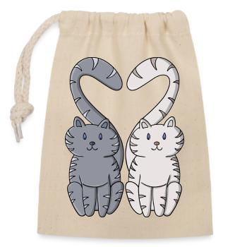 Kittens in Love - Closable cotton gift bag (14x20cm) - nature - Front