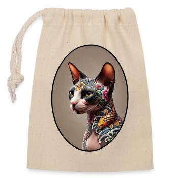 Chat Sphynx Tatoué - Sac cadeau en coton avec cordon (14 x 20 cm) - nature - Devant