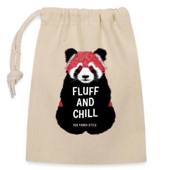 Fluff and Chill – Style panda roux - Sac cadeau en coton avec cordon (14 x 20 cm) - nature - Devant