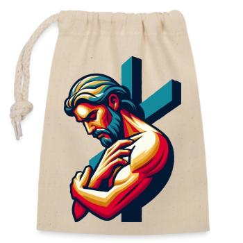 Christian man - Closable cotton gift bag (14x20cm) - nature - Front