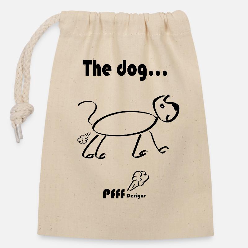 Dog Pfff - Closable cotton gift bag (14x20cm) - nature